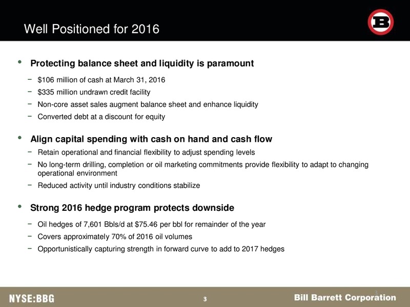 BAML Energy Credit Conference – Bill Barrett Corp. – slide 2
