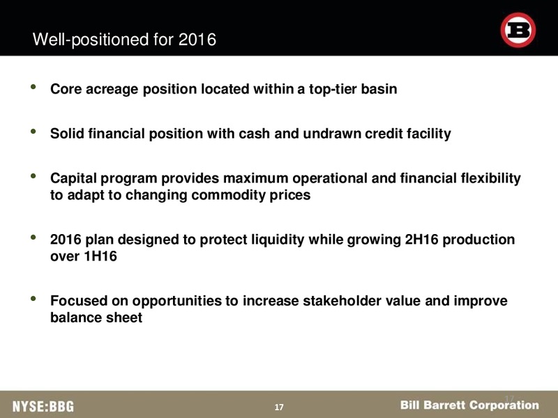 BAML Energy Credit Conference – Bill Barrett Corp. – slide 16
