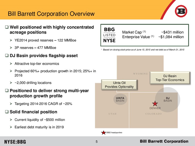 JUNE 2015 CORPORATE PRESENTATION – Bill Barrett Corp. – slide 4