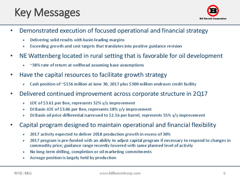 September 2017 Corporate Update – Bill Barrett Corp. – slide 5
