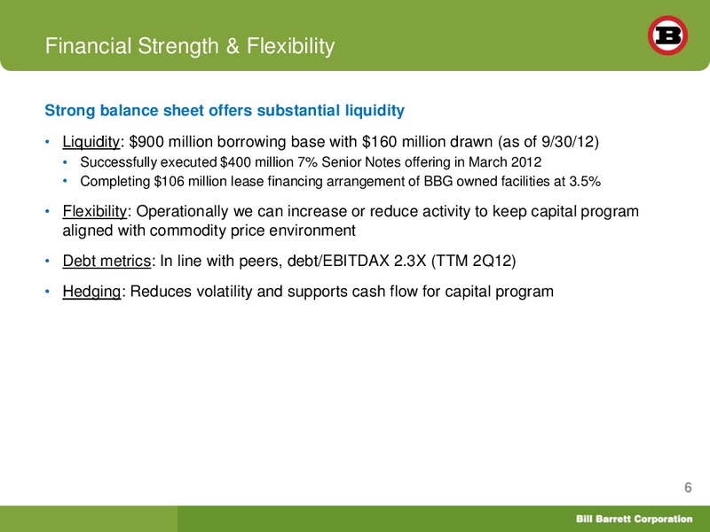 Deutsche Bank Securities 20th Annual Leveraged Finance Conference – Bill Barrett Corp. – slide 5
