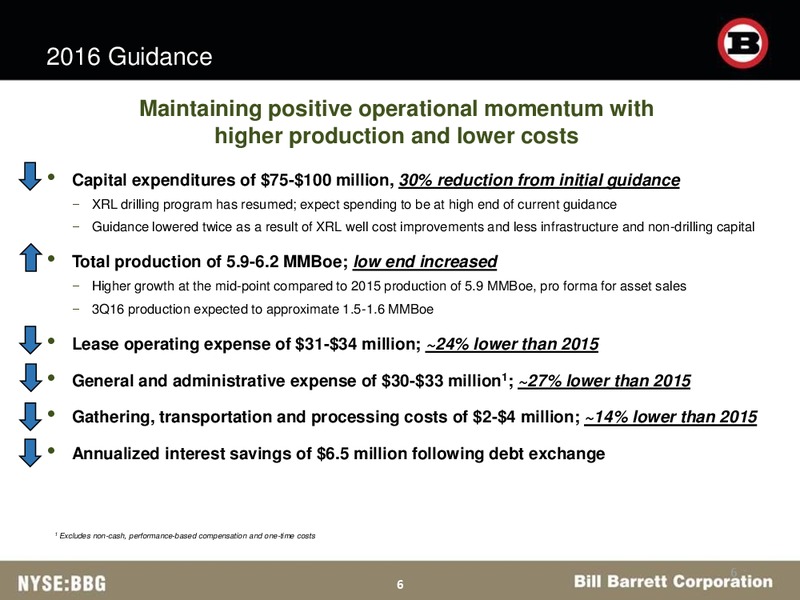 October 2016 Corporate Update – Bill Barrett Corp. – slide 6