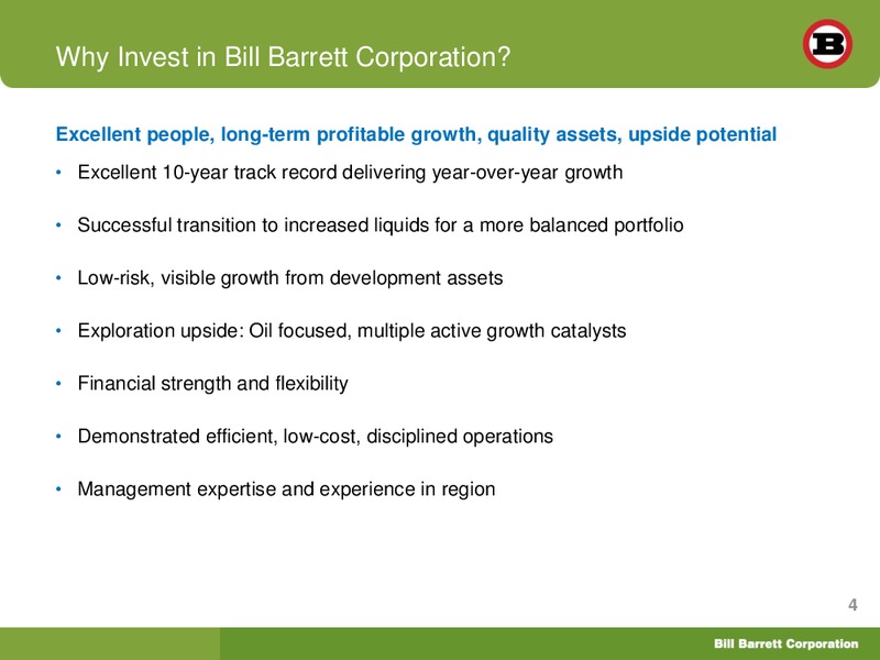 2012 Bank of America Merrill Lynch Leveraged Finance Conference – Bill Barrett Corp. – slide 3