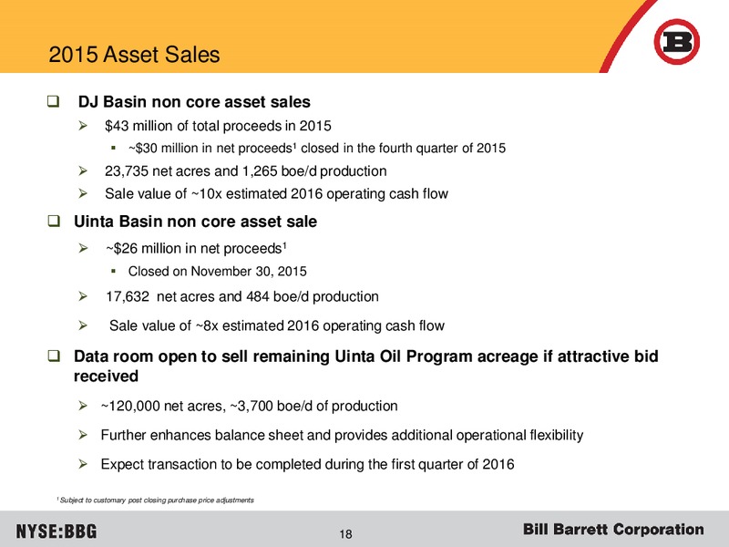 December 2015 Corporate Update – Bill Barrett Corp. – slide 17