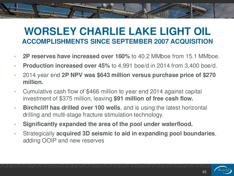 July 2015 Investor Presentation – Birchcliff Energy Ltd. – slide 45