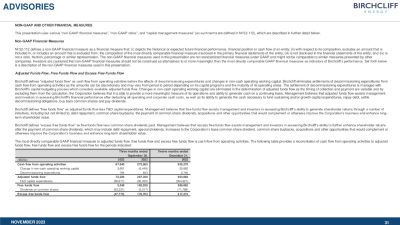 November 2023 Investor Presentation – Birchcliff Energy Ltd. – slide 31
