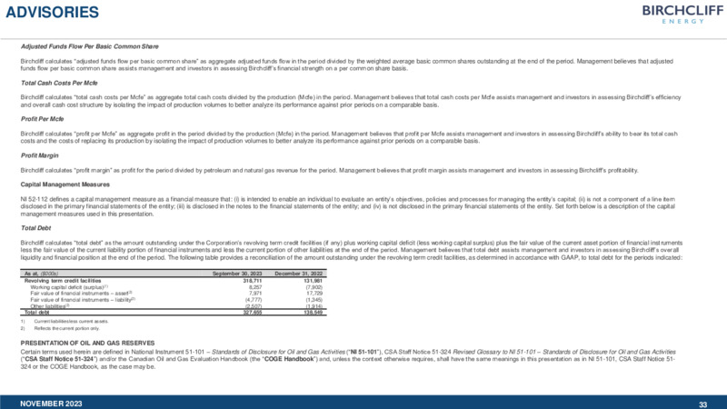 November 2023 Investor Presentation – Birchcliff Energy Ltd. – slide 33
