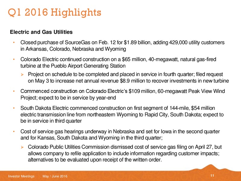 May and June 2016 Investor Meetings – Black Hills Corporation – slide 9