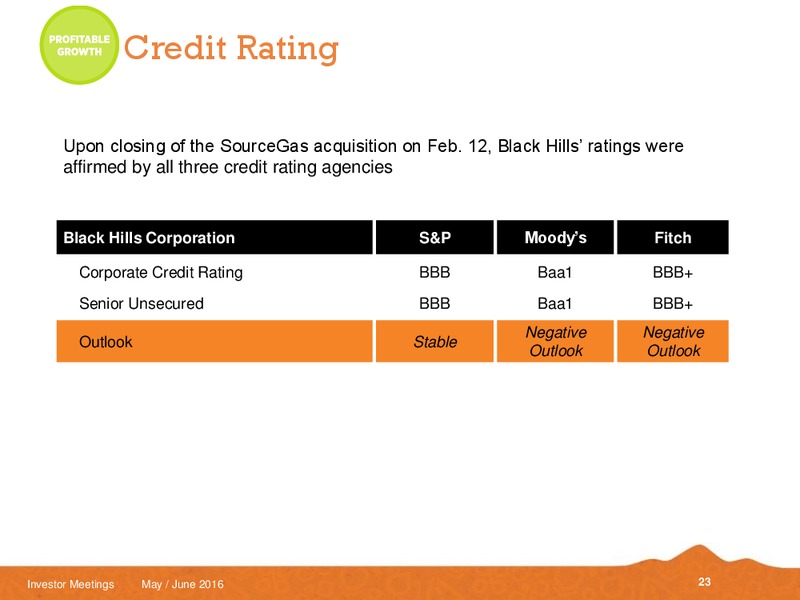 May and June 2016 Investor Meetings – Black Hills Corporation – slide 21