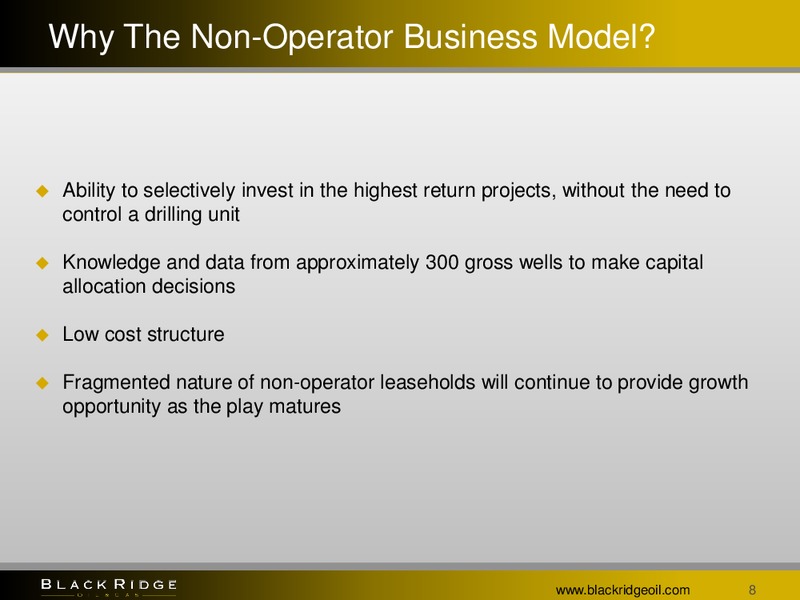 MAY 2014 INVESTOR PRESENTATION – Black Ridge Oil & Gas, Inc. – slide 7