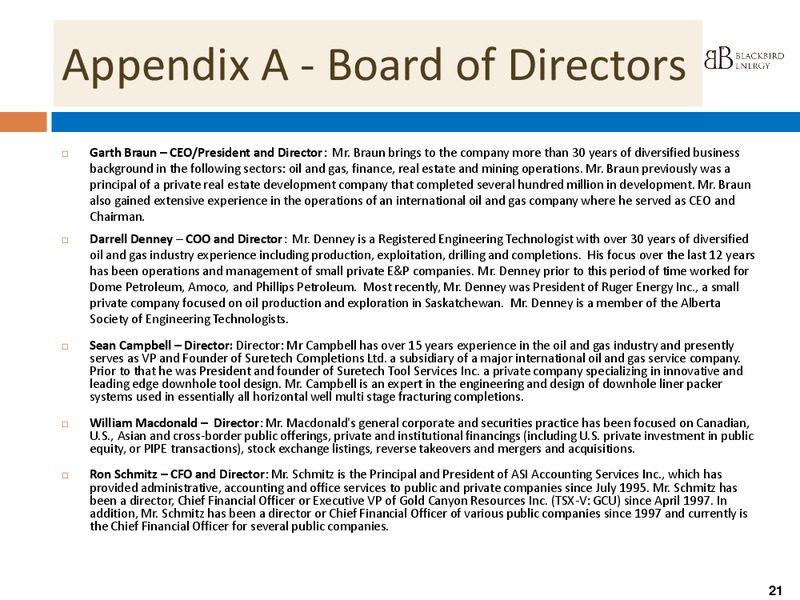 Q4 2014 Corporate Presentation – Blackbird Energy Inc. – slide 20