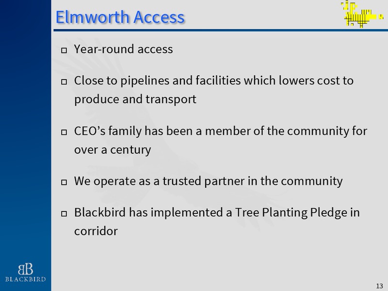 January 2016 Corporate Presentation – Blackbird Energy Inc. – slide 12