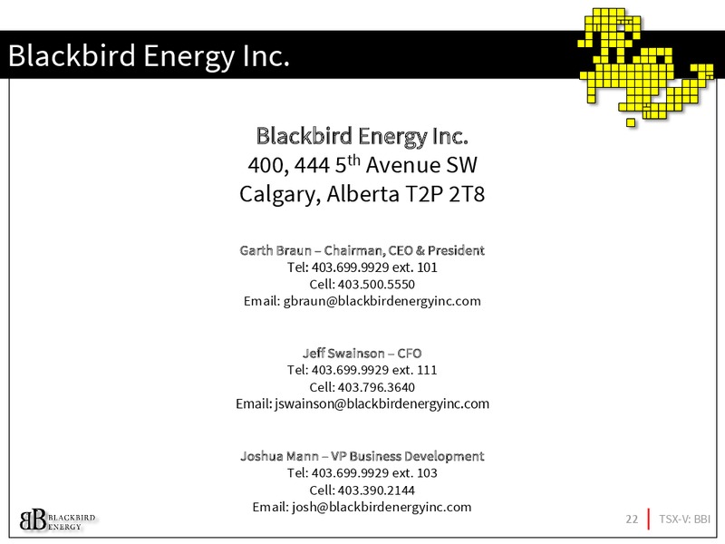 March 2017 Investor Presentation – Blackbird Energy Inc. – slide 20