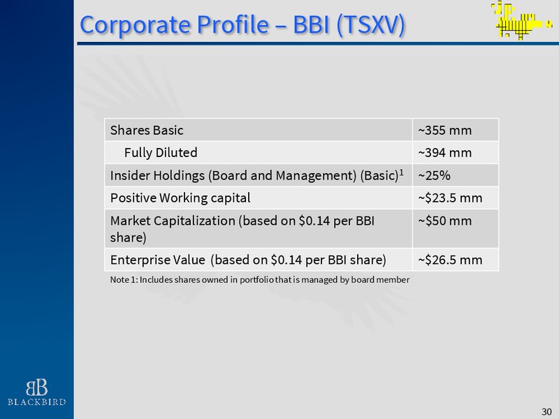 September 2015 Investor Presentation – Blackbird Energy Inc. – slide 29