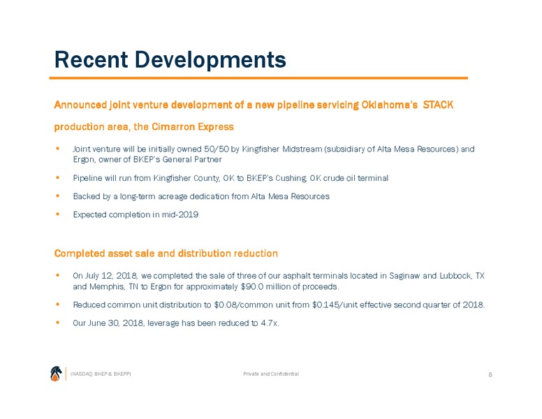 August 2018 Investor Presentation – Blueknight Energy Partners, L.P. – slide 7