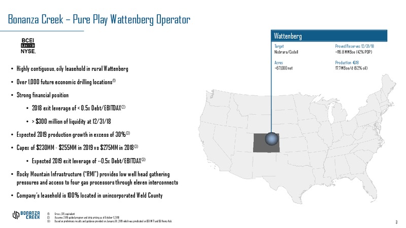 January 2019 Investor Presentation – Bonanza Creek Energy, Inc. – slide 2