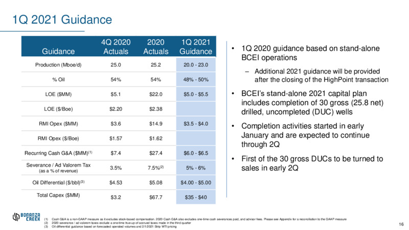 February 2021 Investor Presentation – Bonanza Creek Energy, Inc. – slide 14