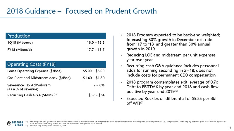 March 2018 Investor Presentation – Bonanza Creek Energy, Inc. – slide 18