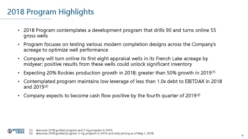 1Q 2018 Earnings Presentation – Bonanza Creek Energy, Inc. – slide 5