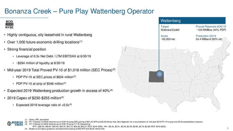 September 2019 Investor Presentation – Bonanza Creek Energy, Inc. – slide 2