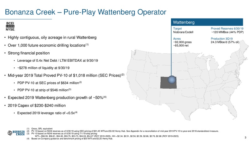 3Q 2019 Earnings Presentation – Bonanza Creek Energy, Inc. – slide 2