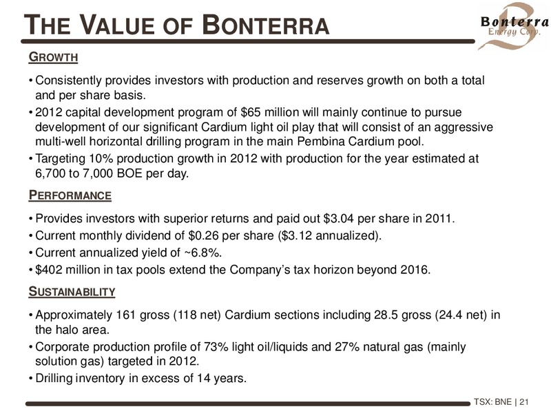 CIBC 2012 ENERGY CONFERENCE – Bonterra Energy Corp – slide 20