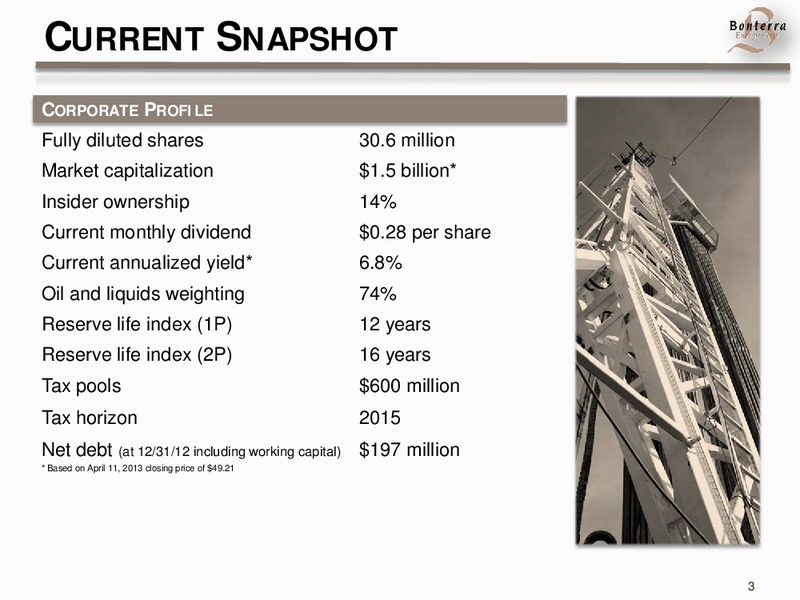 APRIL 2013 INVESTOR UPDATE – Bonterra Energy Corp – slide 2