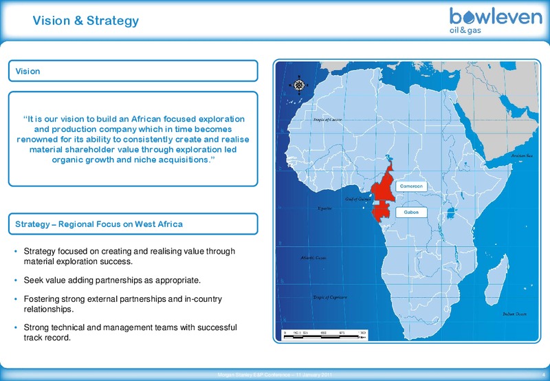 MORGAN STANLEY E&P CONFERENCE – Bowleven Plc – slide 4
