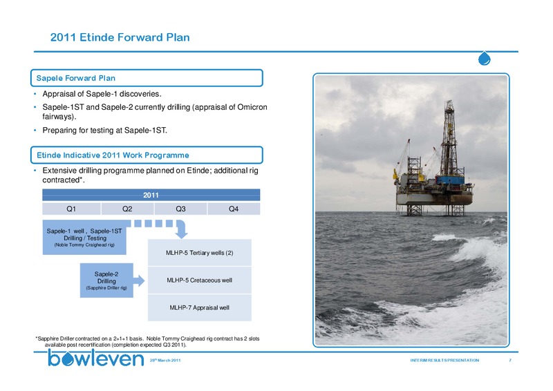 MARCH 2011 INTERIM RESULTS – Bowleven Plc – slide 7