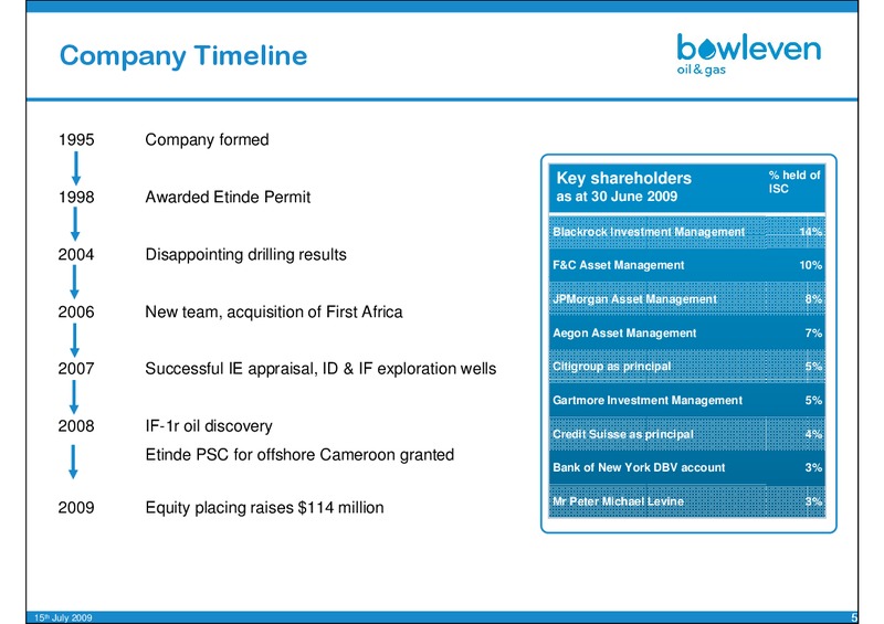 OILBARREL CONFERENCE – Bowleven Plc – slide 5
