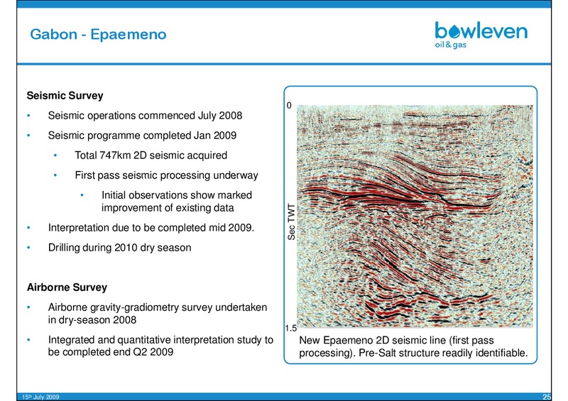 OILBARREL CONFERENCE – Bowleven Plc – slide 25