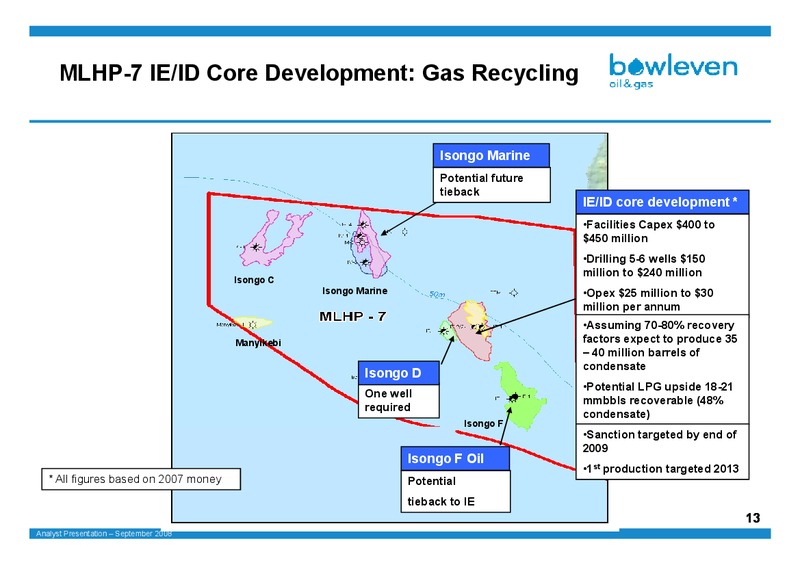 SEPTEMBER 2008 INVESTOR PRESENTATION – Bowleven Plc – slide 13