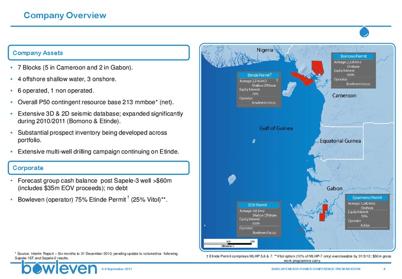 BARCAP ENERGY POWER CONFERENCE – Bowleven Plc – slide 3