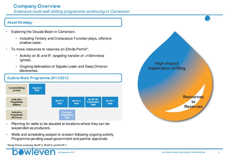 DEUTSCHE BANK 11TH ANNUAL OIL & GAS CONFERENCE – Bowleven Plc – slide 5
