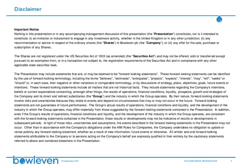 CITI SMALL & MID CAP CONFERENCE – Bowleven Plc – slide 2