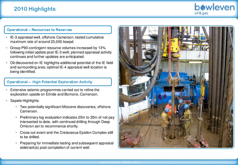 2010 PRELIMINARY RESULTS – Bowleven Plc – slide 7