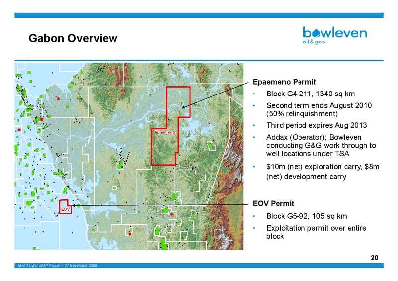 MERRILL LYNCH E&P FORUM – Bowleven Plc – slide 20