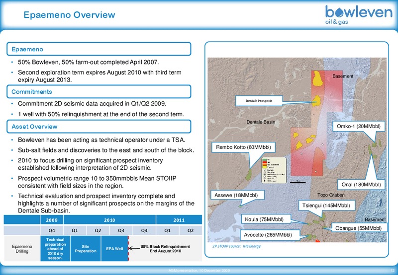 DECEMBER 2009 ANNUAL GENERAL MEETING – Bowleven Plc – slide 12