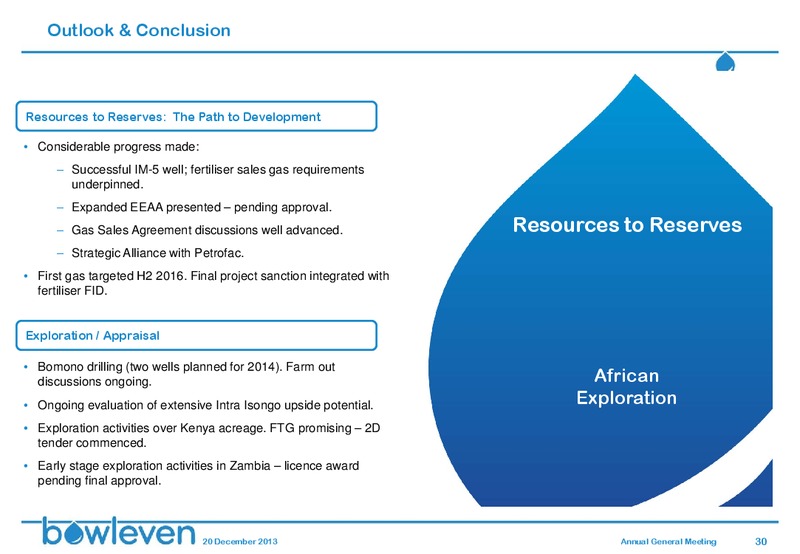 DECEMBER 2013 ANNUAL GENERAL MEETING – Bowleven Plc – slide 29