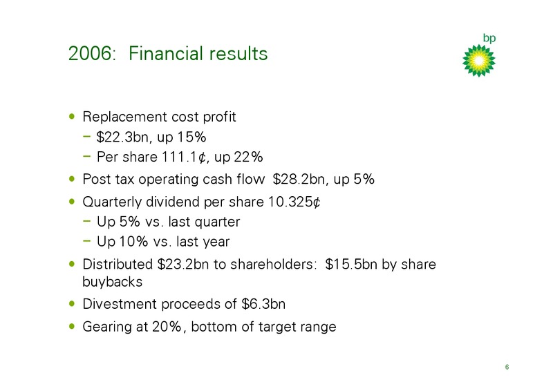 FULL YEAR 2006 RESULTS – Bp Energy Partners Lp – slide 5