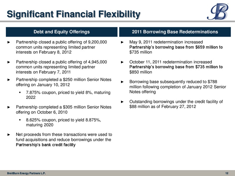 Barclays Capital 2012 High Yield Bond and Syndicated Loan Conference – Breitburn Energy Partners L.P. – slide 12