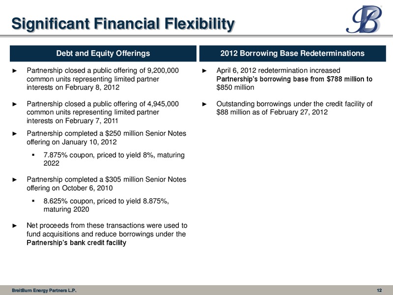 IPAA 2012 Oil and Gas Investment Symposium – Breitburn Energy Partners L.P. – slide 12