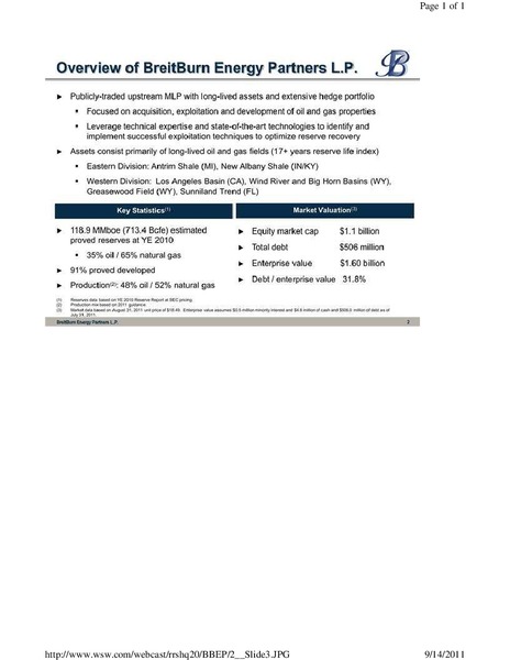 Rodman and Renshaw Annual Global Investment Conference   Energy Track – Breitburn Energy Partners L.P. – slide 3