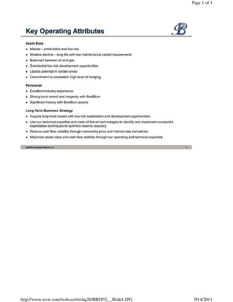 Rodman and Renshaw Annual Global Investment Conference   Energy Track – Breitburn Energy Partners L.P. – slide 4