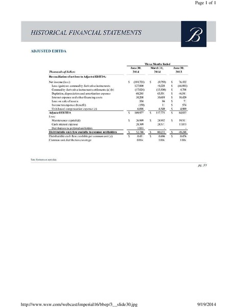 Imperial Capital 8th Annual Global Opportunities Conference – Breitburn Energy Partners L.P. – slide 30