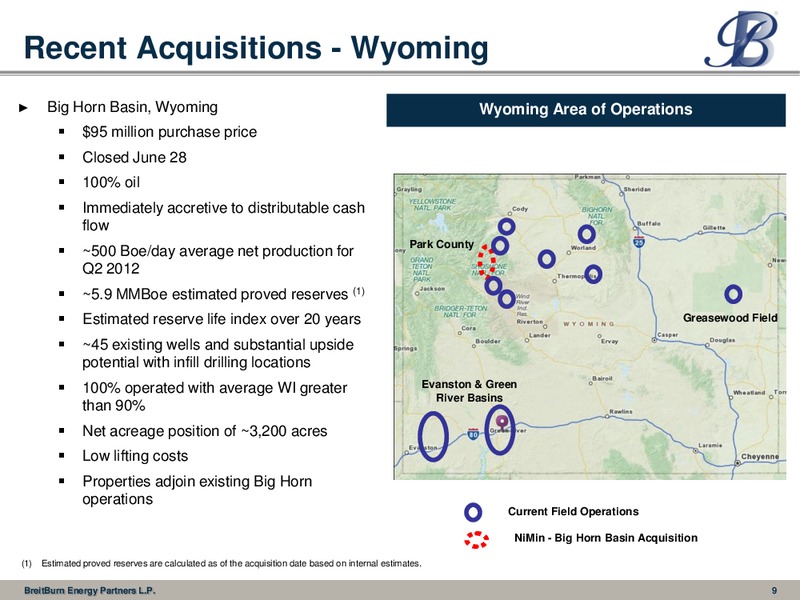 NOVEMBER 2012 INVESTOR PRESENTATION – Breitburn Energy Partners L.P. – slide 9