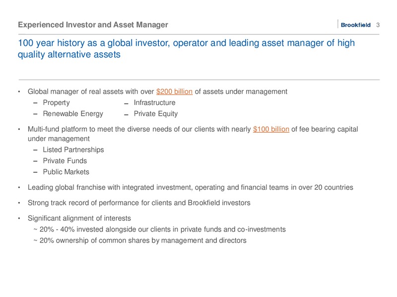 August 2015 Investor Presentation – Brookfield Asset Management Inc. – slide 2