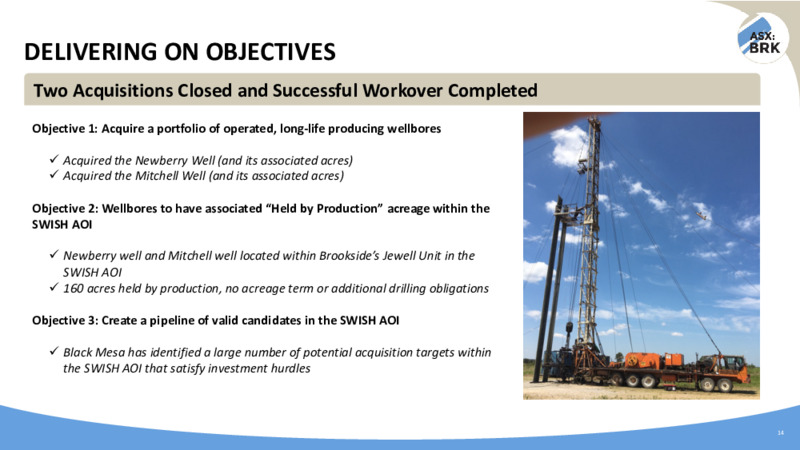 September 2020 Investor Presentation – Brookside Energy Limited – slide 14