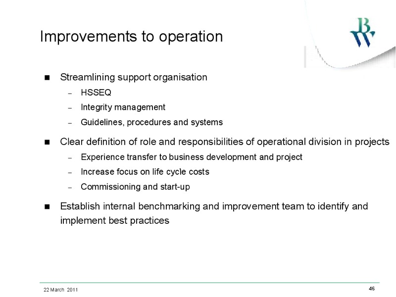 MARCH 2011 INVESTOR PRESENTATION – Bw Offshore – slide 45