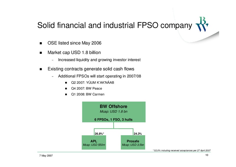 Q1 2007 INVESTOR PRESENTATION – Bw Offshore – slide 9